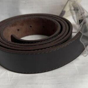 Brown Leather Men's Belt with Silver Buckle